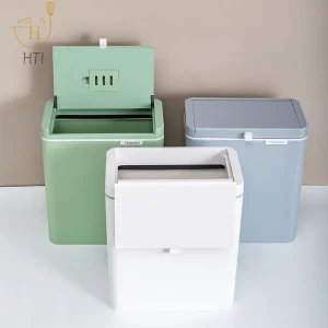 3L Eco-Friendly Sealed Bin Space Saving Quiet Close Trash Can For Kitchen & Office Wall Mounted Garbage Bin 1