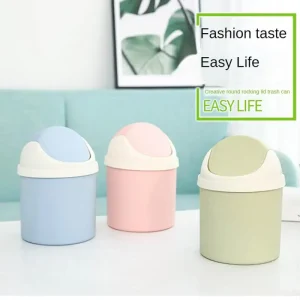 Waste Bins Mini Desktop Bin Shake Lid Type Waste Can Tube With Cover Bedroom Trash Can Garbage Can Storage Box Cleaning Tools 1