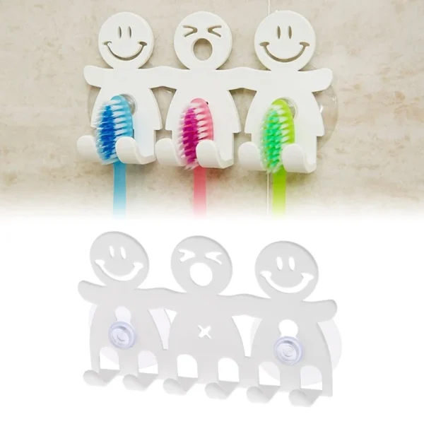 1Pc Toothbrush Holder Wall Mounted Suction Cup 5 Position Cute Cartoon Smile Bathroom Sets Bathroom Accessories 4
