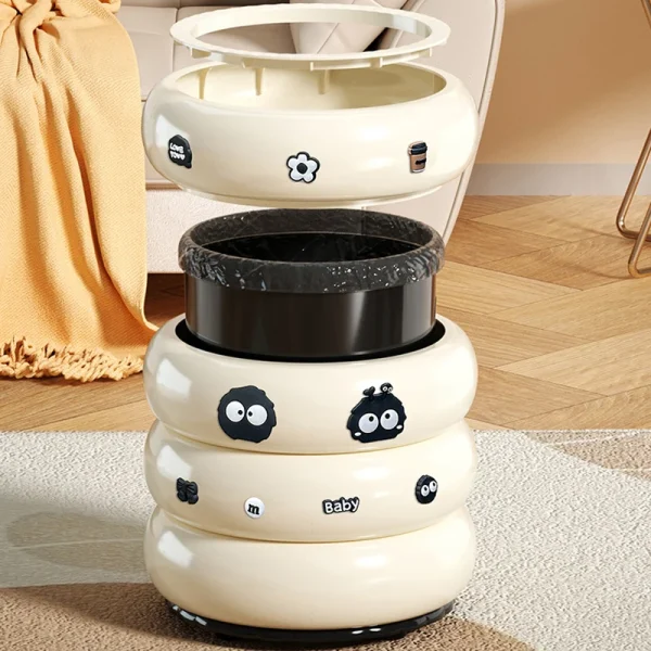 12L Large Capacity Garbage Bin With Lid And Wheel, Suitable For Bedrooms, Living Rooms, Offices, Kitchens, Press To Open Lid 5