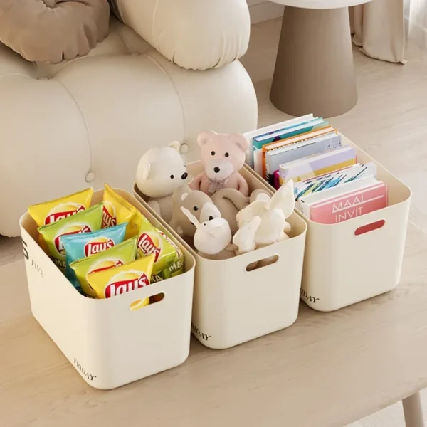 Stackable Storage Box with Lid Dustproof Cosmetics Clothing Grocery Storage Trunk Snack Storage Container Toy Storage Bin Basket 2