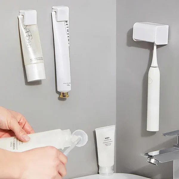 1pc Punch-free Wall-mounted Toothbrush Holder Toothpaste Holder Toothpaste Storage Rack Bath Organizer Bathroom Accessories 3