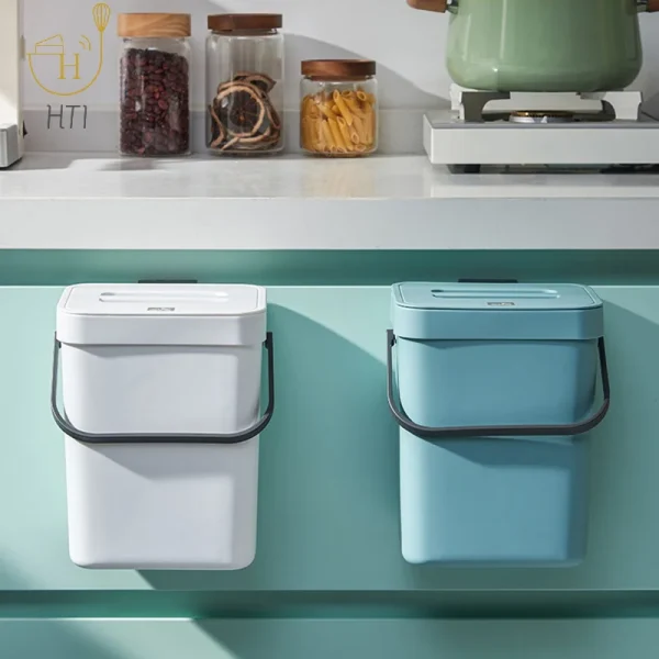 3L Eco-Friendly Sealed Bin Space Saving Quiet Close Trash Can For Kitchen & Office Wall Mounted Garbage Bin 4