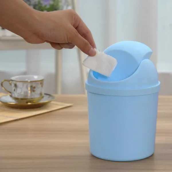 Mini Waste Bin Desktop Home Garbage Basket Table Trash Can Swing for Home Office Table Trash Can Small Waste Bin Office Supplies 2