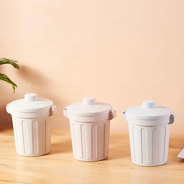Flip Trash Waste Basket Desktop Mini Rubbish Bin Garbage Lid Cans Kitchen Desktop Garbage Can Plastic Home Office Storage 2