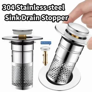 Washbasin Drain Filter Pop-Up Bounce Core Stopper Hair Catcher Shower Sink Strainer Kitchen Bathroom Accessory 1