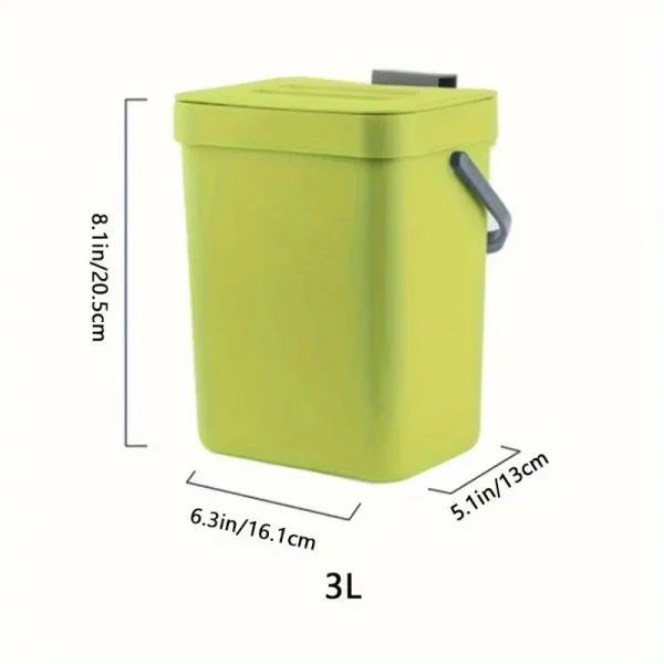 Trash Can Kitchen Wall Mounted Hanging Trash Can With Lid Garbage Can for Cabinet Under Sink Waste Garbage Compost Bin 3/5L 2