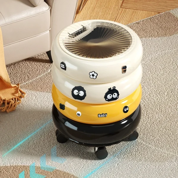 12L Large Capacity Garbage Bin With Lid And Wheel, Suitable For Bedrooms, Living Rooms, Offices, Kitchens, Press To Open Lid 4