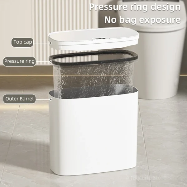 14L Smart Sensor Trash Can Wall Mounted Automatic Wastebasket Waterproof Electric Waste Bin Waste Paper Bucket Dustbin White New 5