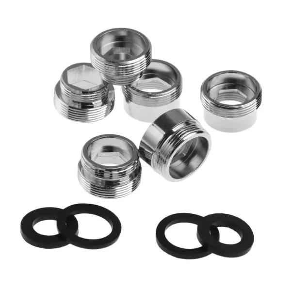 Kitchen Faucet Adapter Set 18/20/22/24mm To 22mm With Washer Metal Male Female Saving Tap Aerator Connector Bathroom Accessories 2