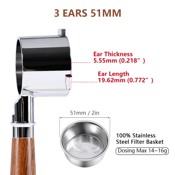 51mm Bottomless Portafilter For Delonghi 9 Series Coffee Machine EC9155/EC9255/EC9335/EC9355/EC9455/EC9665/EC9865 Accessories 2