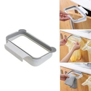 1pc Kitchen Cabinet Door Basket Hanging Trash Can Waste Bin Garbage Bag Holder Portable Kitchen Trash Bag Holder Kitchen Gadgets 1