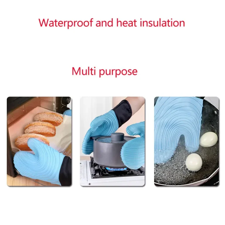 Flexible Silicone Oven Mitts Set For Cooking Kitchen Essentials Extra Long Professional Heat Resistant Gloves Baking Supplies - Image 6
