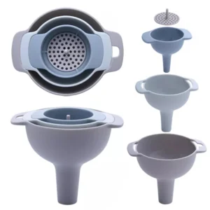 4 in 1 Funnels BPA-Free Food Grade Oil Funnel with Detachable Strainer Filter Multi-use Small Kitchen Funnel for Filling Bottles