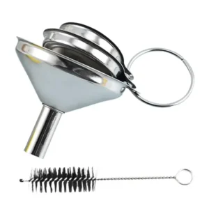 Stainless Steel Kitchen Funnel Set With Cleaning Brush Food Grade For Oil Liquid Jam Dry Handy And Reliable