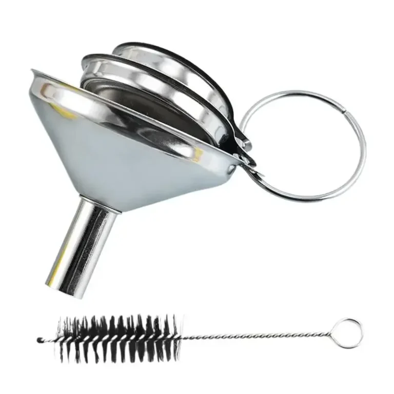 Stainless Steel Kitchen Funnel Set With Cleaning Brush Food Grade For Oil Liquid Jam Dry Handy And Reliable