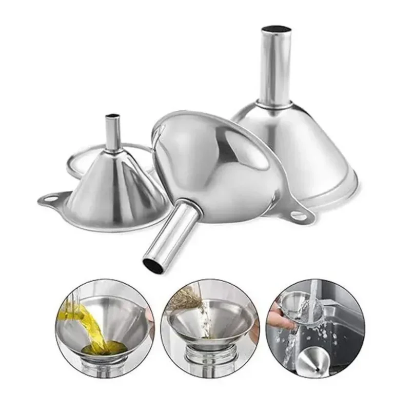 Stainless Steel Kitchen Funnel Set With Cleaning Brush Food Grade For Oil Liquid Jam Dry Handy And Reliable - Image 4