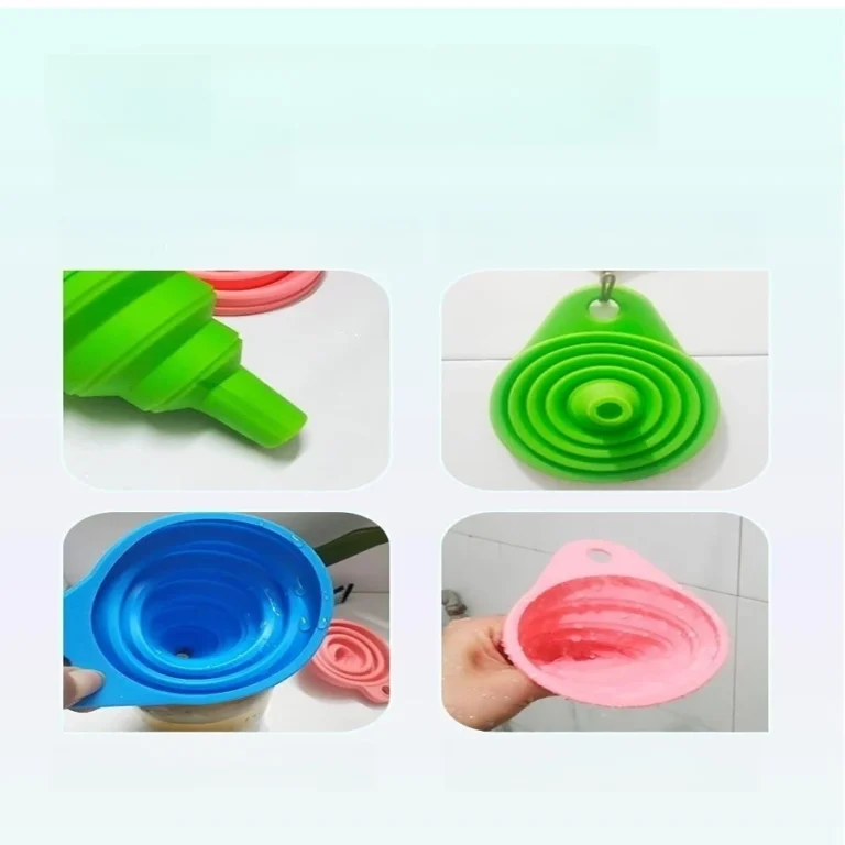 Kitchen Funnel Set 4 Pack, Kitchen Gadgets Accessories Foldable Silicone Collapsible Funnels for Filling Bottle Liquid Transfer - Image 6