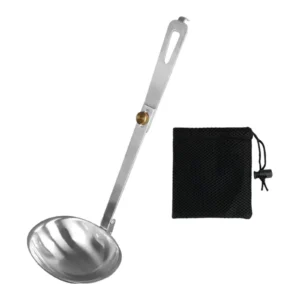 Foldable Soup Spoon Stainless Steel Outdoor Dining Tool Portable Kitchen Utensil Tableware for Picnic Fishing Camping Travel