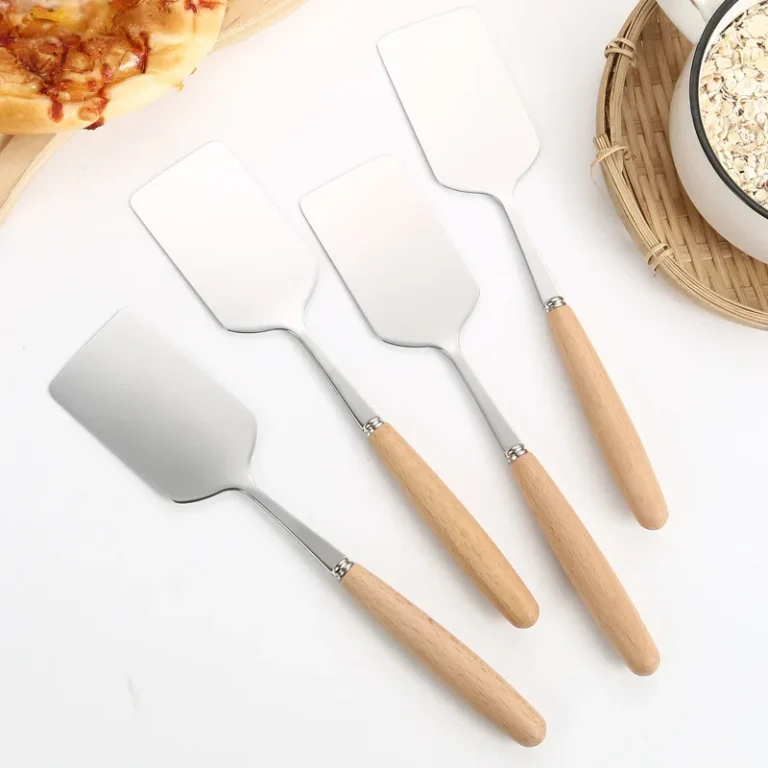 Stainless Steel Square Head Steak Cooking Shovel Wood Handle Pizza Shovel Pancake Beef Pan Shovel BBQ Utensils for Kitchen - Image 2