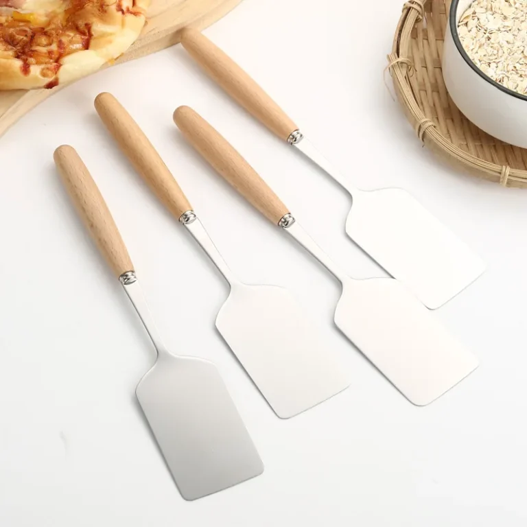 Stainless Steel Square Head Steak Cooking Shovel Wood Handle Pizza Shovel Pancake Beef Pan Shovel BBQ Utensils for Kitchen - Image 3
