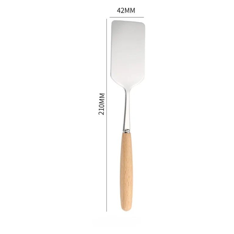 Stainless Steel Square Head Steak Cooking Shovel Wood Handle Pizza Shovel Pancake Beef Pan Shovel BBQ Utensils for Kitchen - Image 5