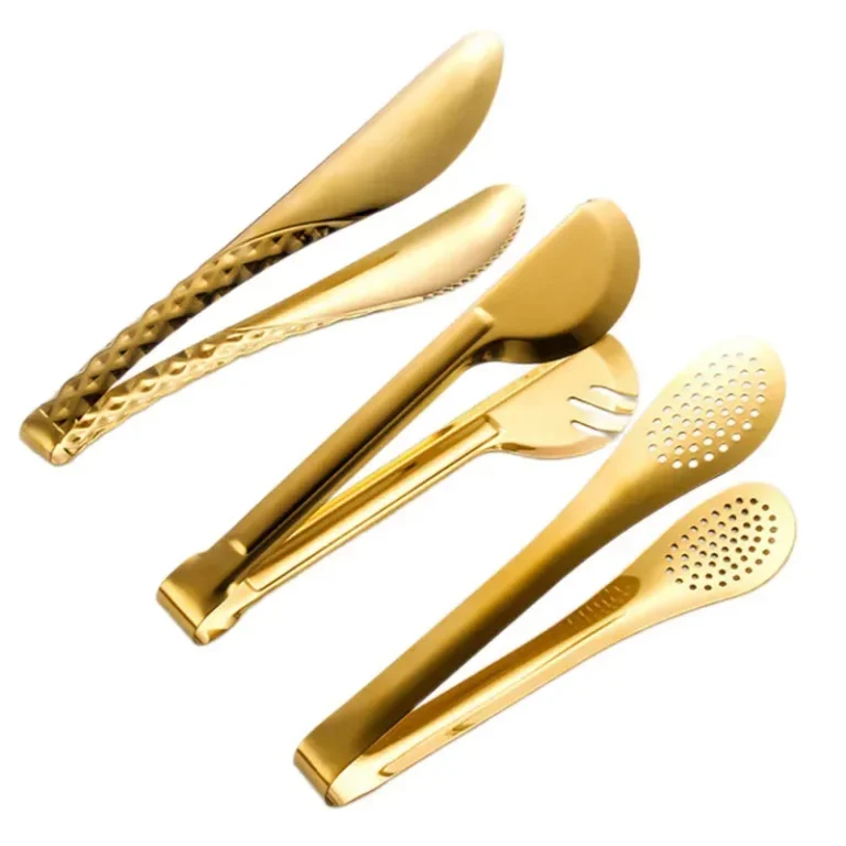 Stainless Steel Kitchen Tableware Golden Hot Pot Colander BBQ Grilling Tongs Serving Dinnerware For Buffet Home Cooking Utensils - Image 5