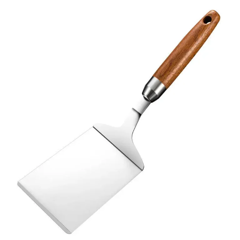 Stainless Steel Square Head Steak Cooking Spatula Wood Handle  Pizza Shovel Pancake Beef Turner Scraper BBQ Utensils For Kitchen - Image 6