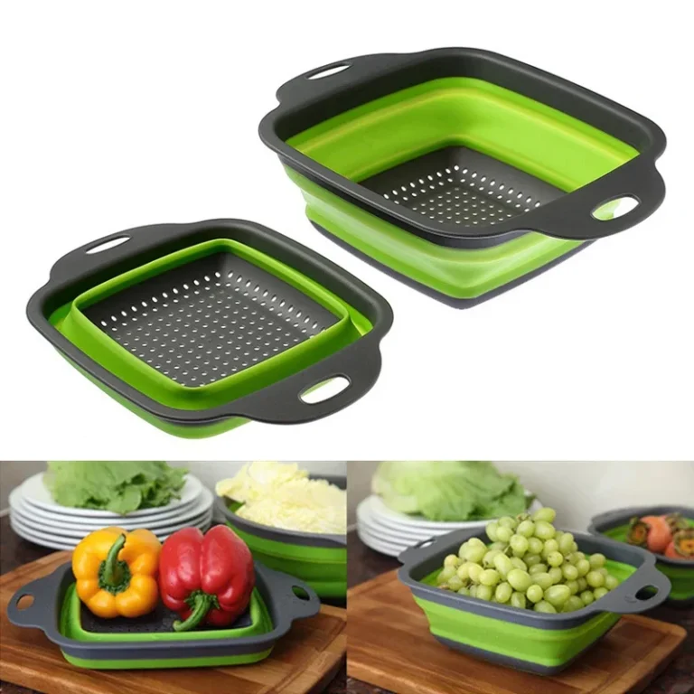 2PCS Silicone Folding Drainer Basket Fruit Vegetable Foldable Colander Kitchen Strainer for Food Pasta Kitchenware Drain Device - Image 3