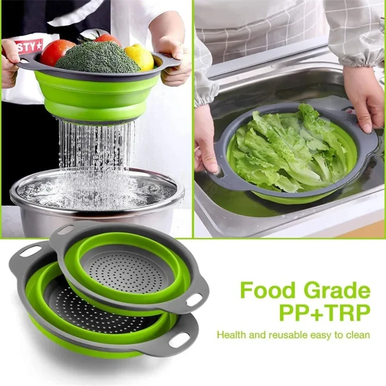 2PCS Silicone Folding Drainer Basket Fruit Vegetable Foldable Colander Kitchen Strainer for Food Pasta Kitchenware Drain Device - Image 4