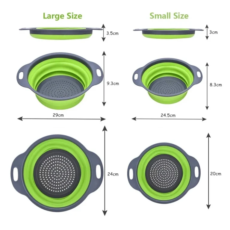 2PCS Silicone Folding Drainer Basket Fruit Vegetable Foldable Colander Kitchen Strainer for Food Pasta Kitchenware Drain Device - Image 5