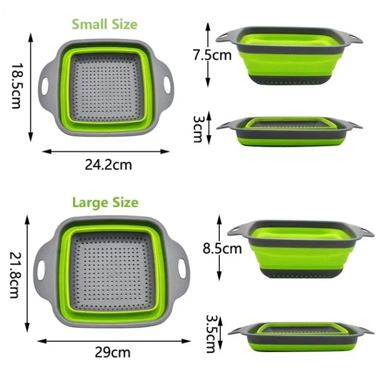 2PCS Silicone Folding Drainer Basket Fruit Vegetable Foldable Colander Kitchen Strainer for Food Pasta Kitchenware Drain Device - Image 6