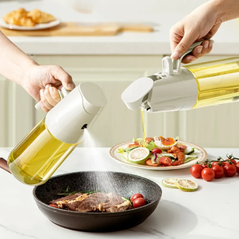 2in1 Oil Spray Bottle 350ml High Borosilicate Glass Cooking Oil Dispensers Olive Oil Sprayer Mister for Air Fryer Salad Baking - Image 6