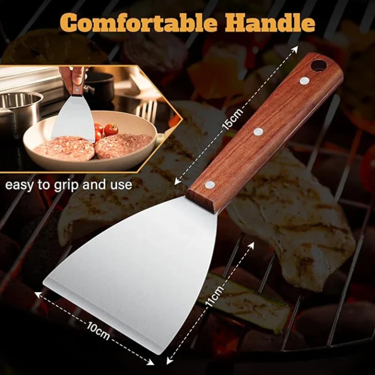 Large Grill Spatula Scraper Set, Stainless Steel Smash Burger Spatula Kit, BBQ Griddle Spatula, Grill Utensils for Camping - Image 3