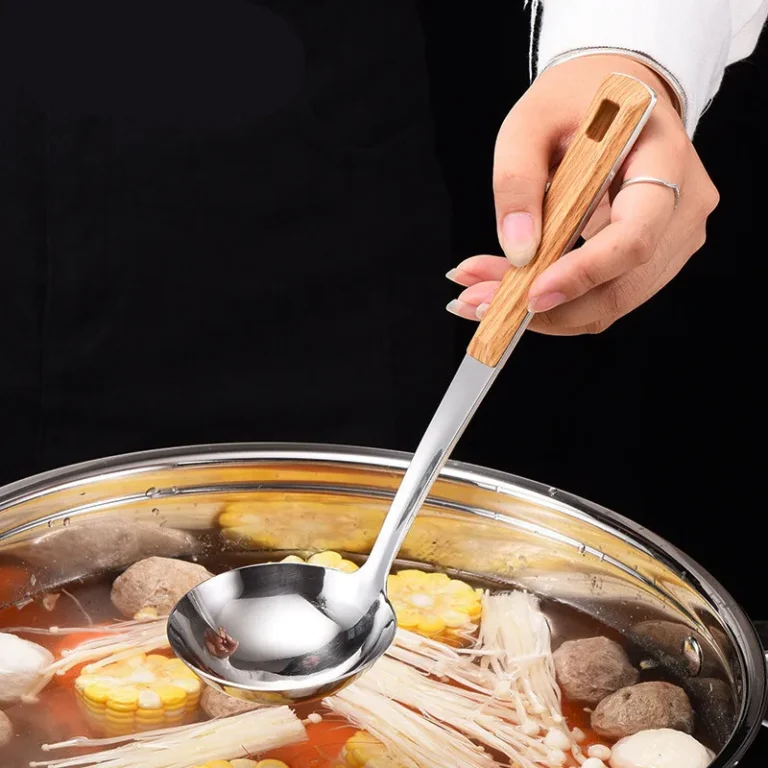 Hangable Wooden Handle Stainless Steel Kitchenware Spatula Soup Spoon Colander Household Cooking Utensils Kitchen Accessories - Image 5