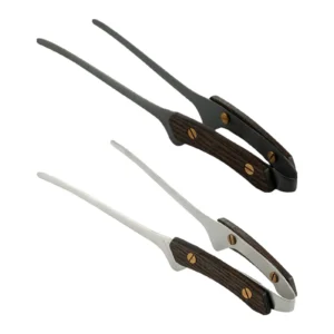 BBQ Tongs Tweezer Wood Handle Heavy Duty Stainless Steel Non Slip Nonstick Multifunctional Kitchen Utensils Barbecue Tongs 24cm