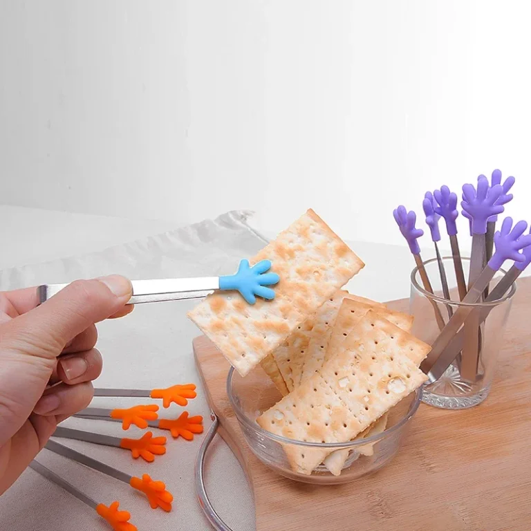 2Pcs Silicone Ice Clip Mini Palm Food Clip Suger Tong Stainless Steel Handle Non-Slip Ice Tongs Silicone Tongs Kitchen Utensils - Image 2