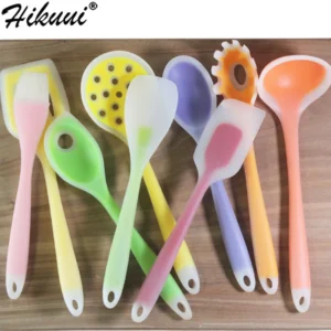 1pc Non-Stick Silicone Nylon Cooking Tools kitchen Spoons Spatula Shovel Brush Colorful Rainbow Kitchenware Kitchen Utensils