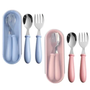 Toddler Utensils, Toddler Forks and Spoons Stainless Steel Baby Utensils Baby Silverware Set with Storage Box Safe Dining