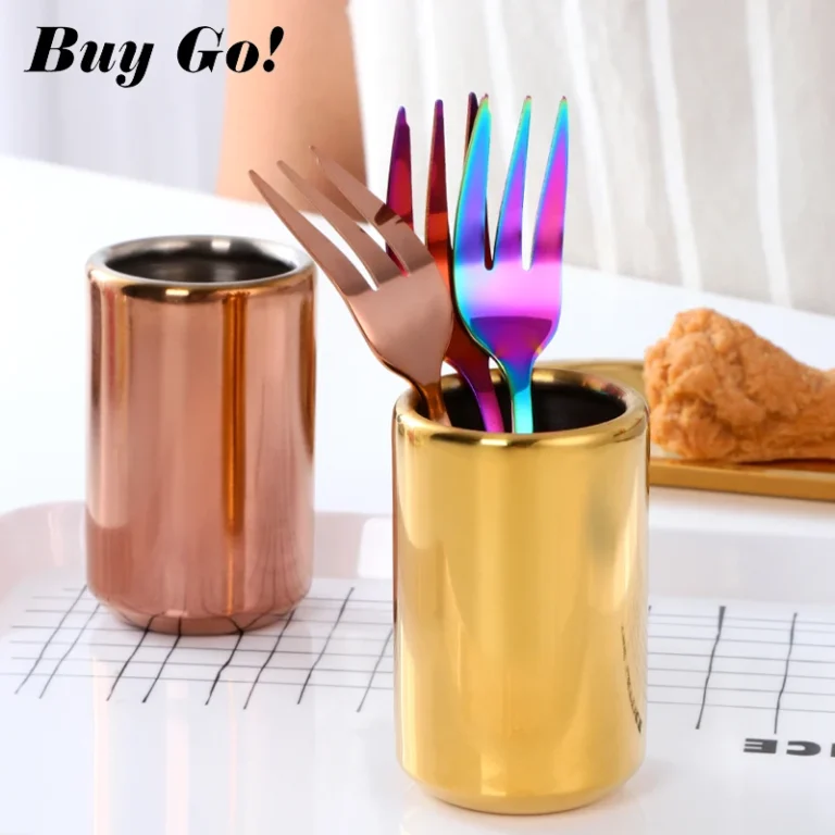 Small Fruit Fork Holder Cylinder Dinnerware Stainless Steel Tableware Tools for Dessert Snack Mini Spoon Home Party Utensil - Image 5