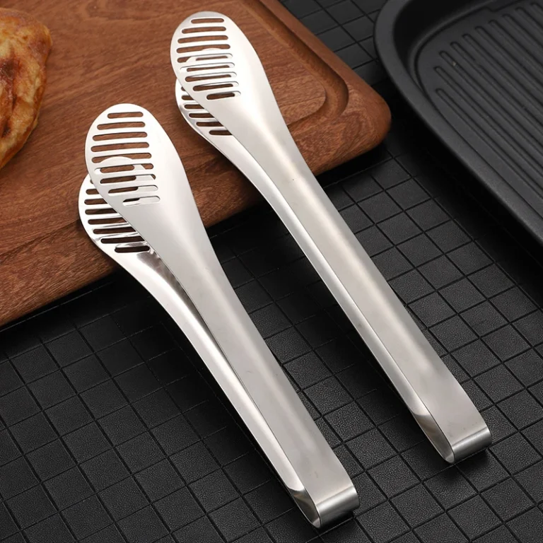2-Size Stainless Steel Food Clip Kitchen Barbecue Bread Three-line Buffet Tongs Nonstick Drain Oil Clamp Cooking Utensils - Image 2