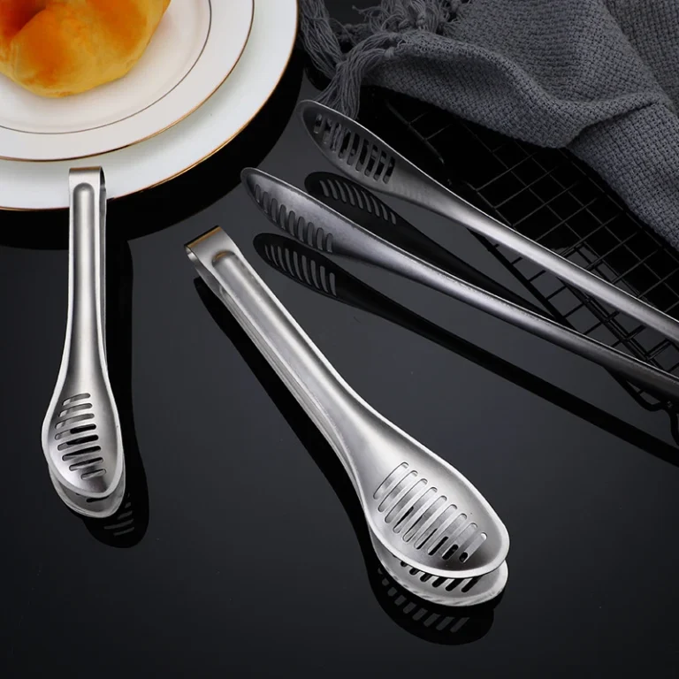 2-Size Stainless Steel Food Clip Kitchen Barbecue Bread Three-line Buffet Tongs Nonstick Drain Oil Clamp Cooking Utensils - Image 3