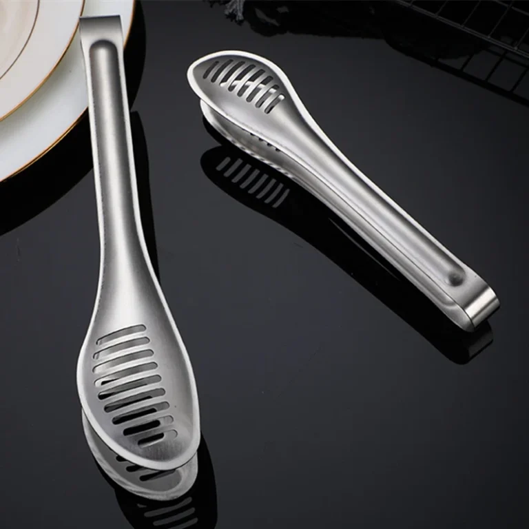 2-Size Stainless Steel Food Clip Kitchen Barbecue Bread Three-line Buffet Tongs Nonstick Drain Oil Clamp Cooking Utensils - Image 4