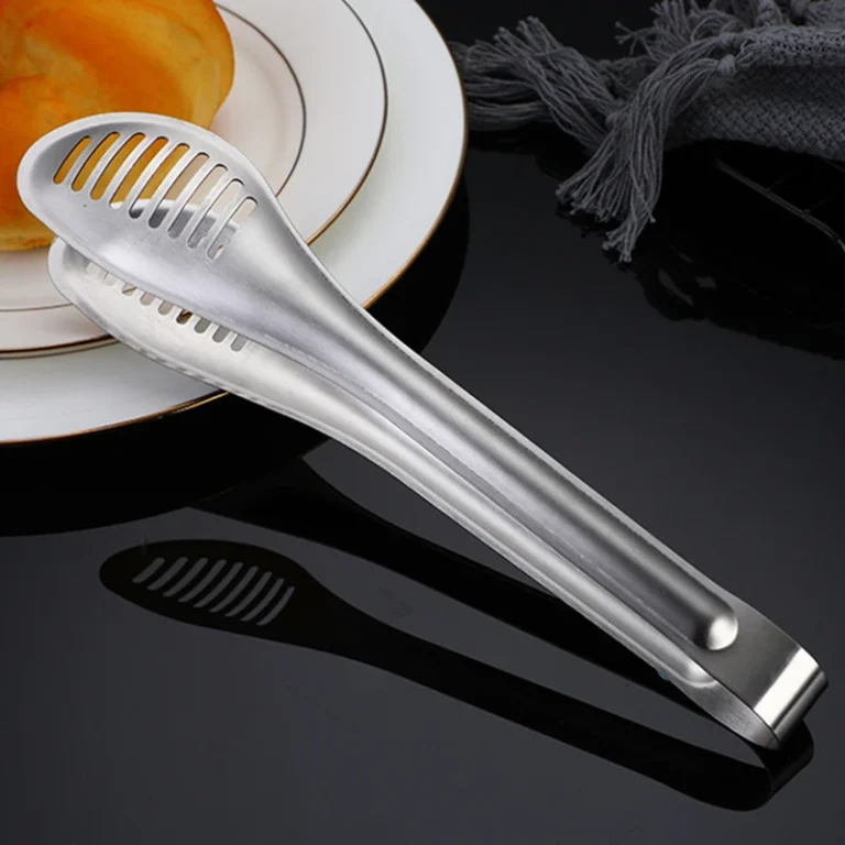 2-Size Stainless Steel Food Clip Kitchen Barbecue Bread Three-line Buffet Tongs Nonstick Drain Oil Clamp Cooking Utensils - Image 5