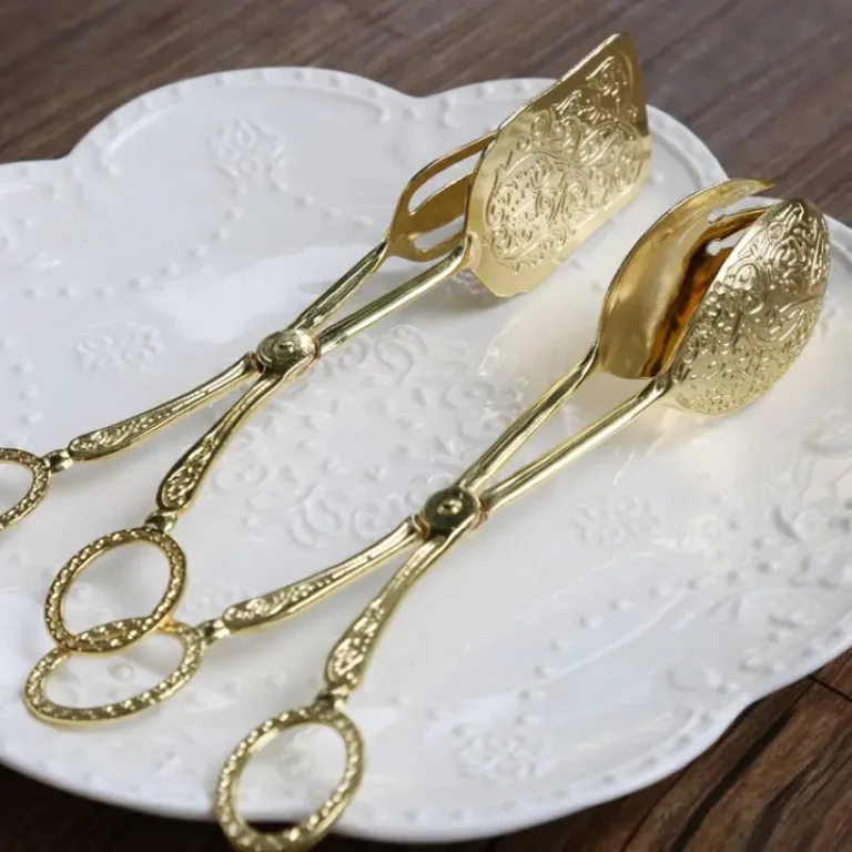 Food Tong Gold-plated Snack Cake Clip Salad Bread Pastry Clamp Baking Barbecue Tool Fruit Salad Cake Clip Kitchen Utensils New - Image 3