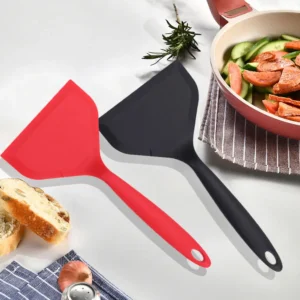 Red BK Non-Stick Silicone Turners Spatula Heat Resistant Cooking Shovel Beef Meat Egg Frying Scraper Shovels Kitchen Utensil New