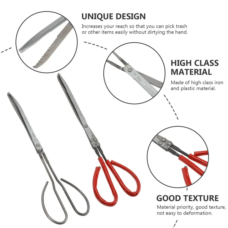 2Pcs Multi Function Scissor Tong Clamp Picker Kitchen Dining Utensils Serrated Crab Lobster Plastic Iron Anti Slip Tool Loach - Image 5