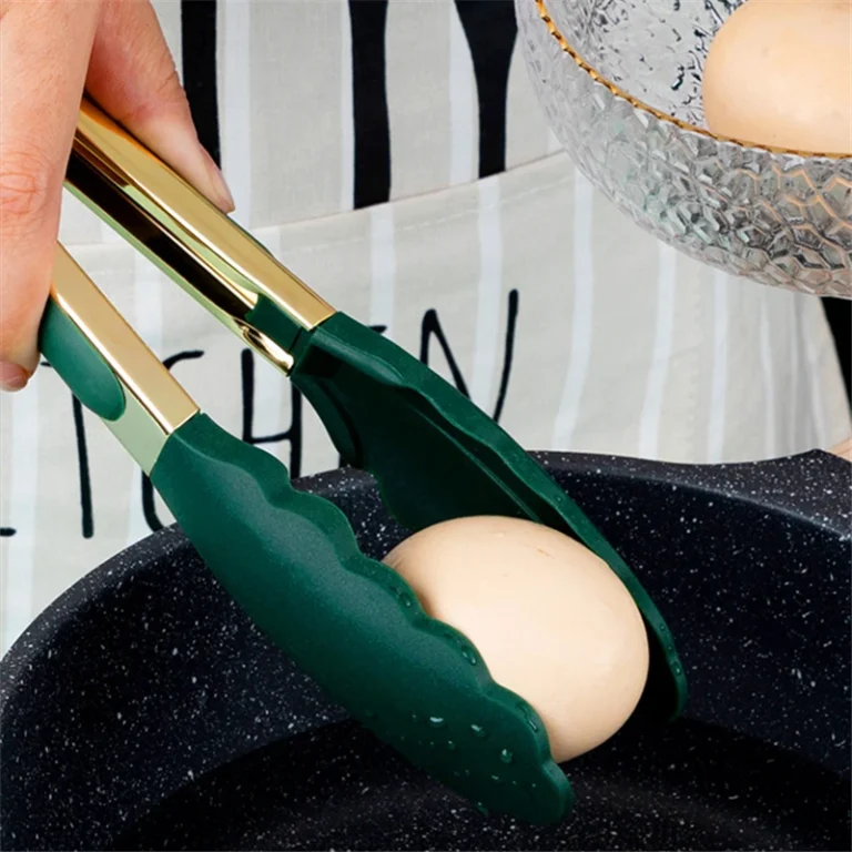 9/12 Inch Green Gold Silicone Food Tongs Stainless Steel BBQ Grill Steak Clip Kitchen Salad Bread Serving Clamp Cooking Utensils - Image 3