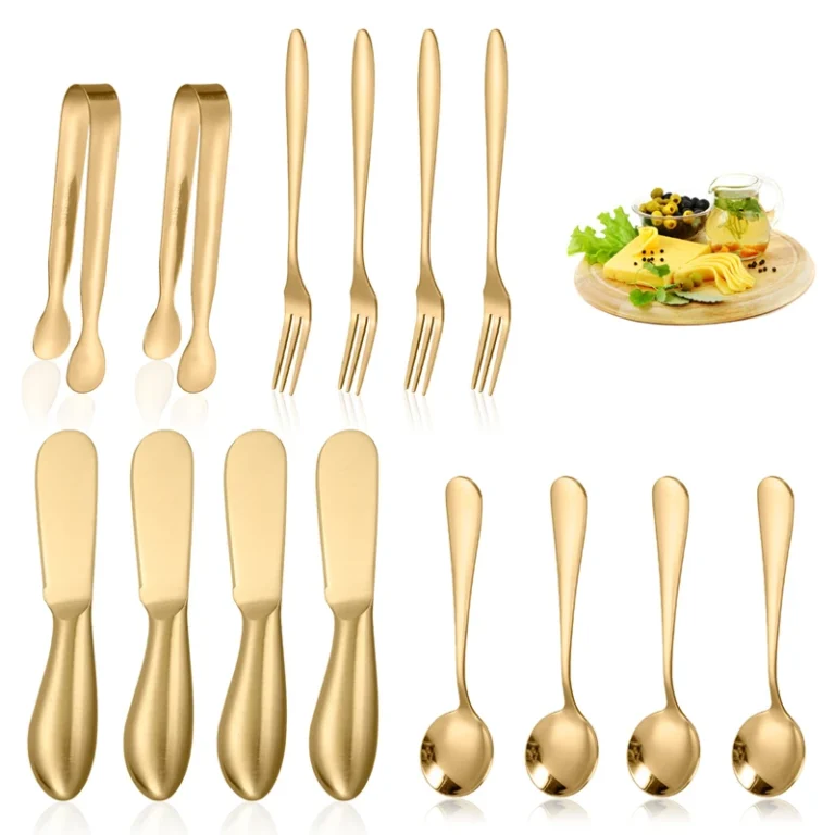 14PCS Stainless Steel Kitchen Utensils Set Food Tongs Cheese Butter Knife Soup Spoon Fruit Fork Cake Spatula Home Tableware