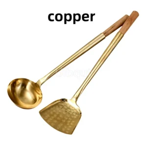 big long pure copper spatula shovel chef cooking cocina utensilios blade Kitchen Utensil Wooden Handle Turner Soup Spoon wok